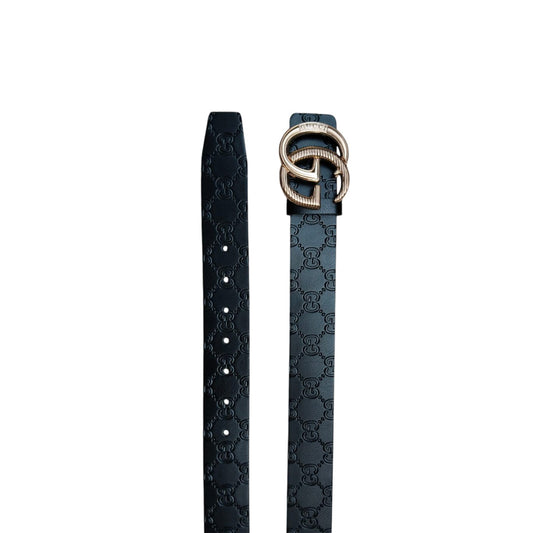 Luxury Designer-Inspired Embossed Leather Belts – GG Buckle Collection