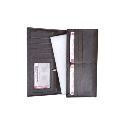JUN Leather Vertical Long Wallet – Black & Coffee Brown