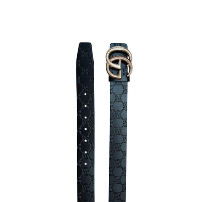 Luxury Designer-Inspired Embossed Leather Belts – GG Buckle Collection