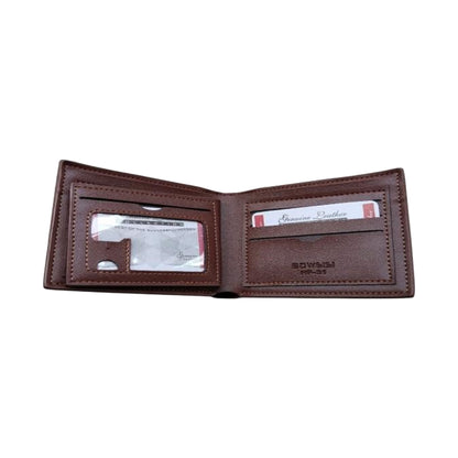 Men's Genuine Leather Grid Wallet – Elegant Bifold Design