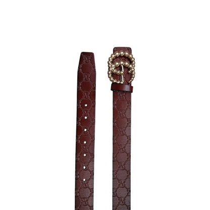 Luxury Designer-Inspired Embossed Leather Belts – GG Buckle Collection
