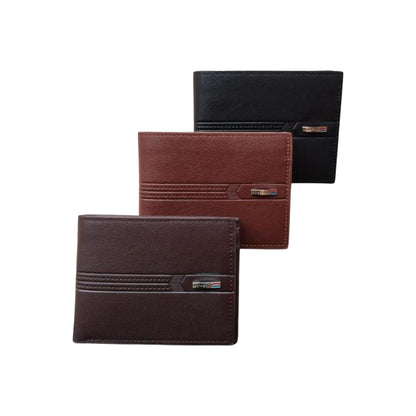 Men's Classic Bifold Leather Wallet – Set of 3 (Black, Brown, Tan)