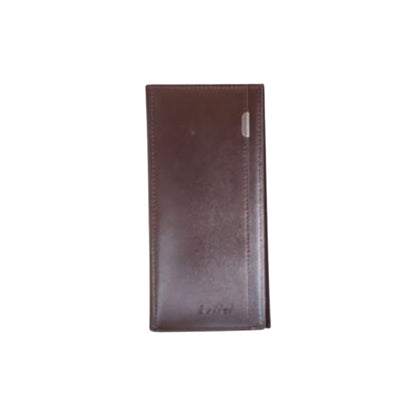 JUN Leather Vertical Long Wallet – Black & Coffee Brown
