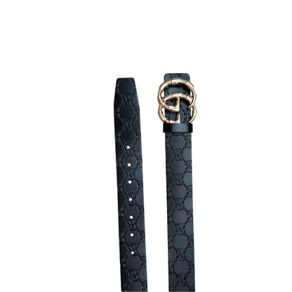 Luxury Designer-Inspired Embossed Leather Belts – GG Buckle Collection