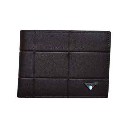 Men's Genuine Leather Grid Wallet – Elegant Bifold Design