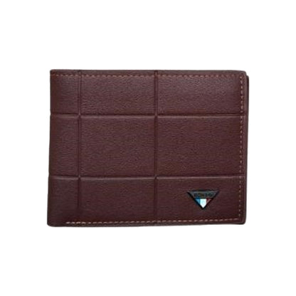 Men's Genuine Leather Grid Wallet – Elegant Bifold Design