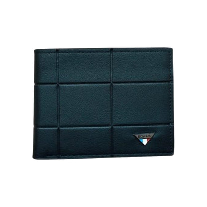 Men's Genuine Leather Grid Wallet – Elegant Bifold Design