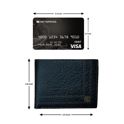 Men's Genuine Leather Grid Wallet – Elegant Bifold Design