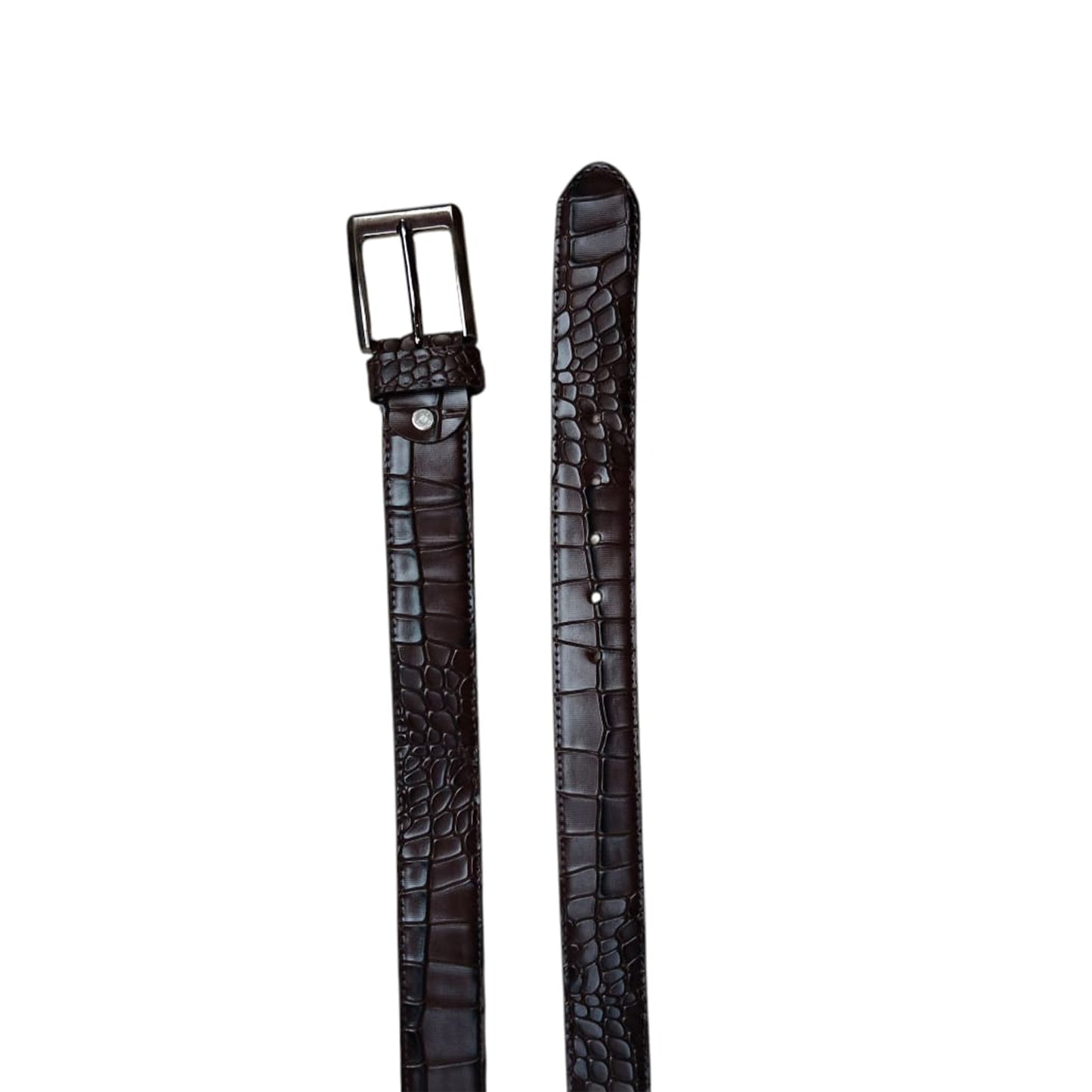 Premium Crocodile Leather Belt – Deep Espresso Brown