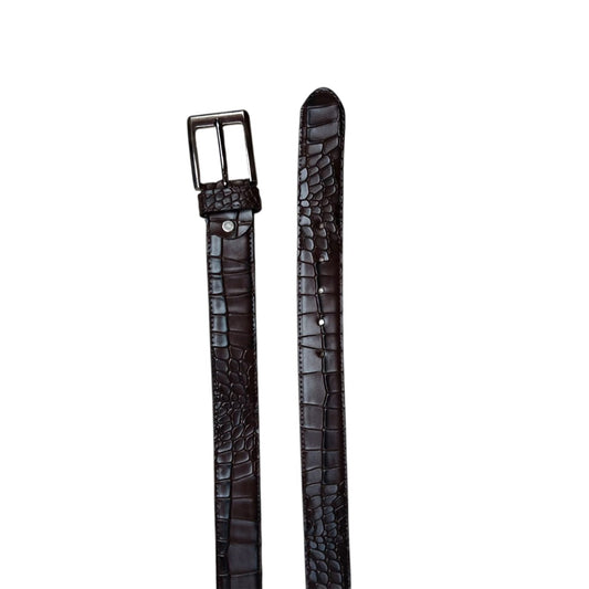 Premium Crocodile Leather Belt – Deep Espresso Brown